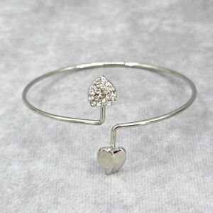 Silver Slim Heart Leaf Circle Cuff Bracelet Fashion Boho Retro Jewelry JB2-54